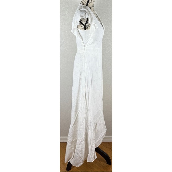 DREW Women's Maggie Hi-Low Wrap Maxi Dress White Gold Dotted, size Small - Picture 5 of 11